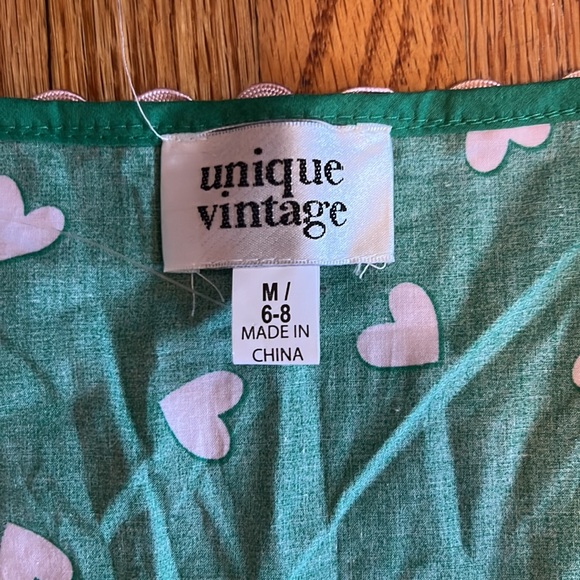 Unique Vintage Rockabilly green and pink heart print swing rockabilly dress - Picture 5 of 8